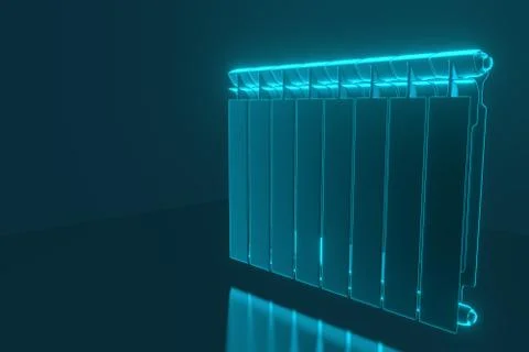 3D rendering. Central heating radiators with many sections. Stock Photos