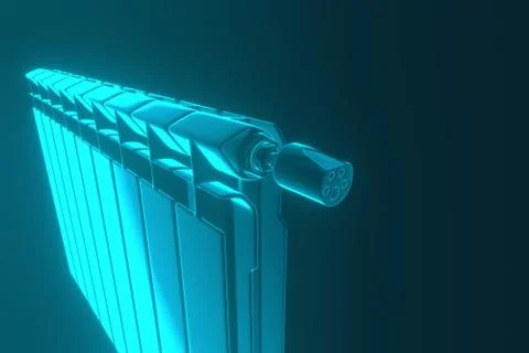 3D rendering. Central heating radiators with many sections. Stock Photos