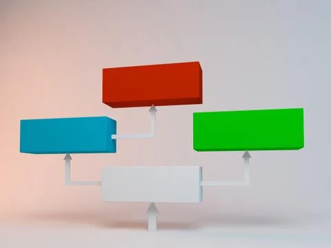 3d rendering of chart cubes inside a white studio Stock Illustration