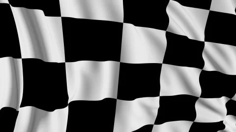 3D rendering of checkered flag. The fabric develops smoothly in the wind 库存照片