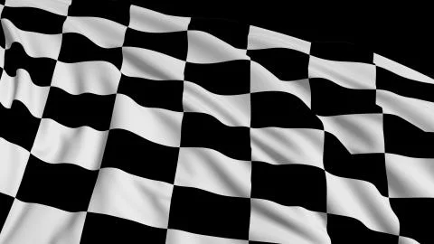 3D rendering of checkered flag. The fabric develops smoothly in the wind 库存照片