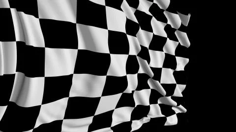 3D rendering of checkered flag. The fabric develops smoothly in the wind 写真素材