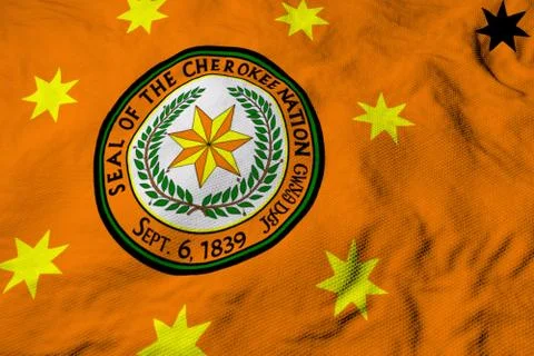 3D rendering of a Cherokee Nation flag Stock Illustration