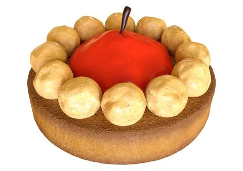 3D Rendering Cherry Tart on White Stock Illustration
