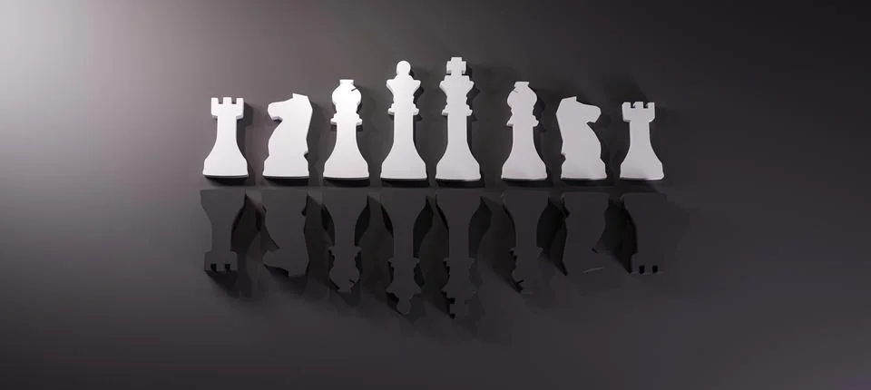 3D rendering of the chess black and white figures isolated on dark background Stock Illustration