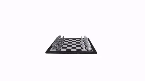 3D rendering of a chess game on a classic checkered board at sunset Stock-Footage 297584367