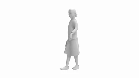 3D rendering of a child girl small holding a teddy bear isolated Stock Footage 127986376