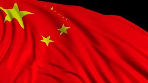 3d rendering of a chinese flag. The flag develops smoothly in the wind Foto stock