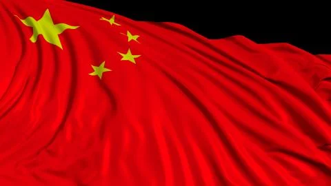 3d rendering of a chinese flag. The flag develops smoothly in the wind 库存照片