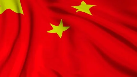 3d rendering of a chinese flag. The flag develops smoothly in the wind 写真素材