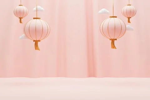 3D Rendering chinese new year decoration, cny background Stock Illustration