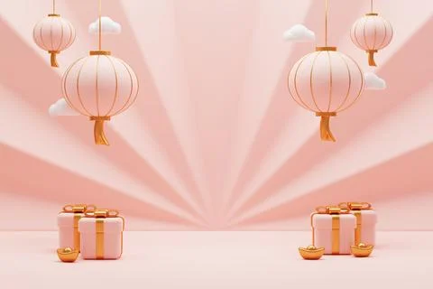 3D rendering chinese new year decoration Stock Illustration