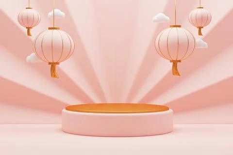 3D rendering chinese new year decoration Stock Illustration