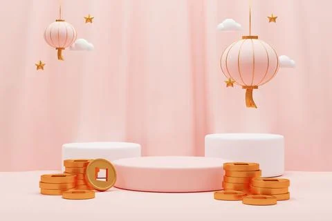 3D rendering chinese new year decoration Stock Illustration