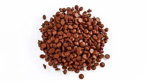 3d rendering of chocolate chips pile from a top on a white background イラスト素材