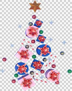 3d Rendering Christmas or new year elements background with decorative tree,  Stock Illustration