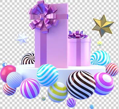 3d Rendering Christmas or new year elements background with decorative balls, Illustration
