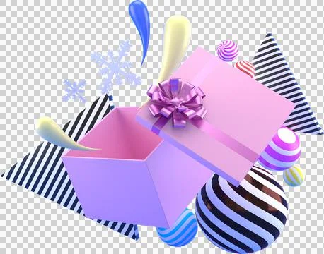 3d Rendering Christmas or new year elements background with decorative balls, Stock Illustration
