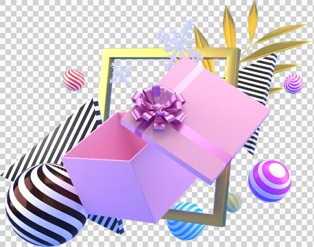 3d Rendering Christmas or new year elements background with decorative balls, Illustrazione stock