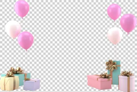 3d Rendering Christmas or new year elements background with decorative balloo Illustration