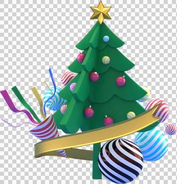 3d Rendering Christmas or new year elements background with decorative tree,  Illustration