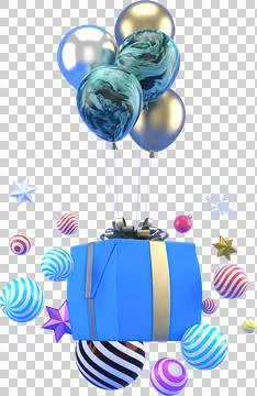 3d Rendering Christmas or new year elements background with decorative balloo Stock Illustration