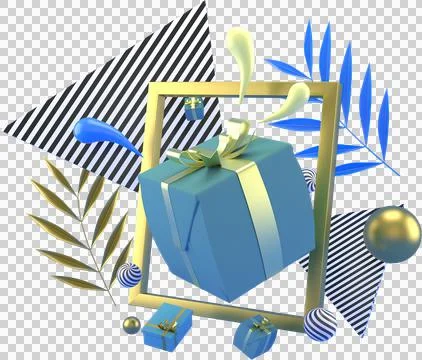 3d Rendering Christmas or new year elements background with decorative balls, Stock Illustration