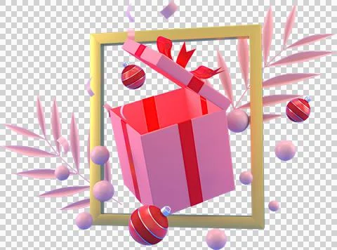 3d Rendering Christmas or new year elements background with decorative balls, Stock Illustration