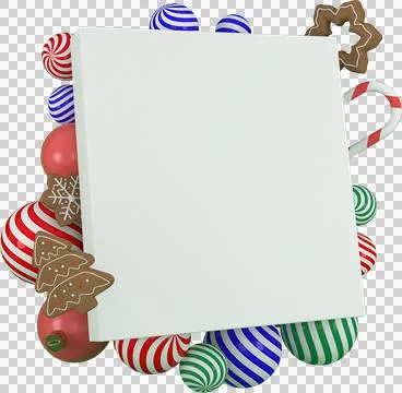 3d Rendering Christmas or new year elements background with decorative balls, Stock Illustration