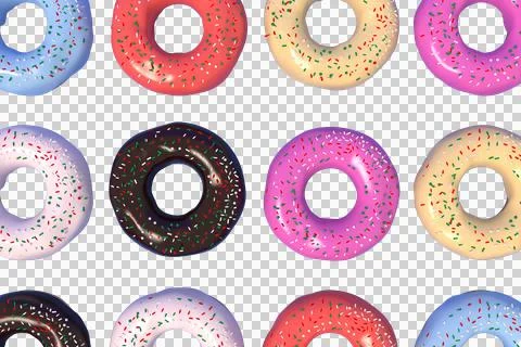 3d Rendering Christmas or new year elements background with decorative donut. Illustration