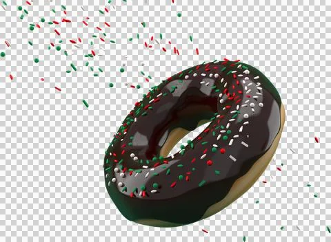 3d Rendering Christmas or new year elements background with decorative donut. 스톡 일러스트
