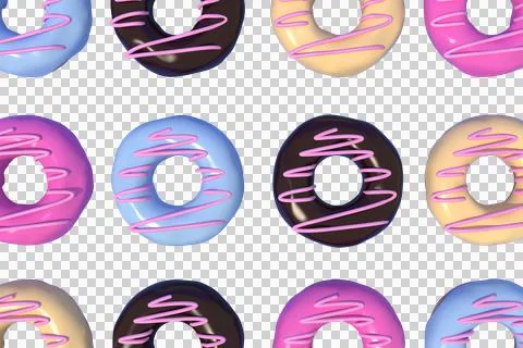3d Rendering Christmas or new year elements background with decorative donut. Illustration