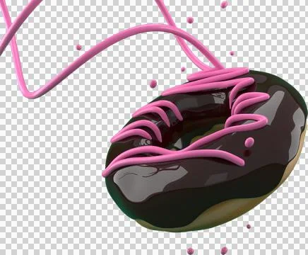 3d Rendering Christmas or new year elements background with decorative donut. Stock Illustration