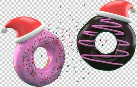 3d Rendering Christmas or new year elements background with decorative donut. Stock-Illustration