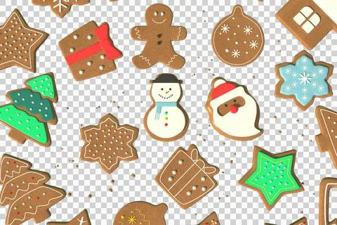 3d Rendering Christmas or new year elements background with decorative cookie Illustrazione stock