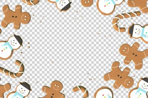 3d Rendering Christmas or new year elements background with decorative cookie 스톡 일러스트