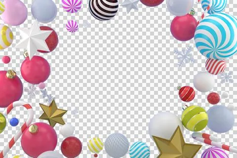 3d Rendering Christmas or new year elements background with decorative balls, Illustration