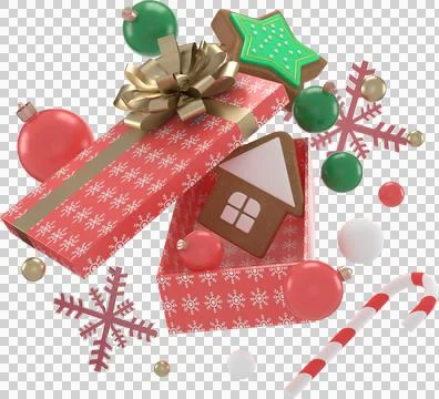 3d Rendering Christmas or new year elements background with decorative balls, Illustration