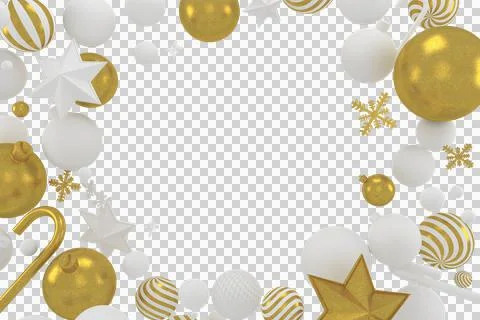 3d Rendering Christmas or new year elements background with decorative balls, Stock Illustration