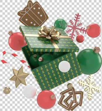 3d Rendering Christmas or new year elements background with decorative balls, Stock-Illustration