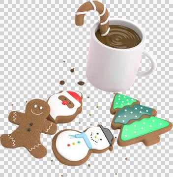 3d Rendering Christmas or new year elements background with decorative cookie Illustration
