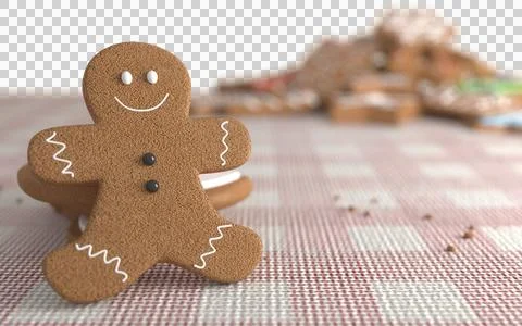 3d Rendering Christmas or new year elements background with decorative cookie Illustrazione stock