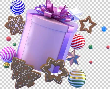 3d Rendering Christmas or new year elements background with decorative balls, Stock Illustration