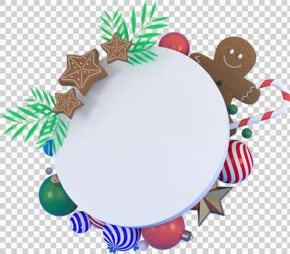 3d Rendering Christmas or new year elements background with decorative balls, Illustration