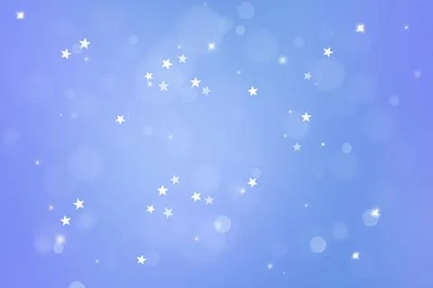 A 3d rendering of a Christmas postcard concept with stars over a blue bokeh b Ilustração Stock