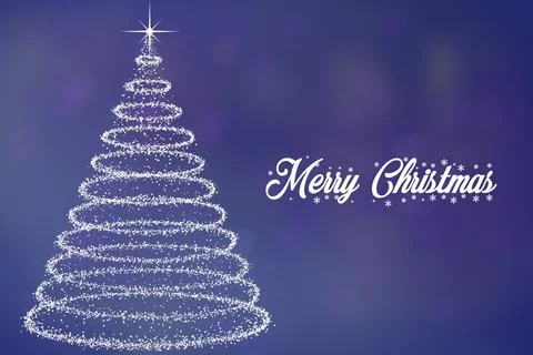 A 3d rendering of Christmas postcard concept with a tree and wishes over a bl Ilustração Stock