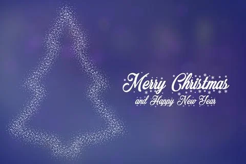 A 3d rendering of Christmas postcard concept with a tree and wishes over a bl Ilustração Stock