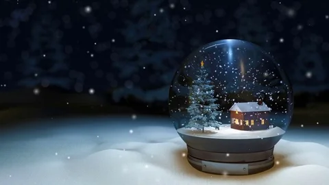 3d rendering of Christmas Snow globe loop Stock Footage