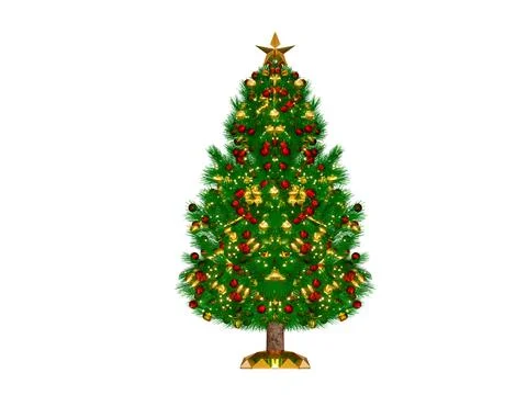 3D rendering Christmas tree or pine tree with  Round Christmas Ornament Balls Stock Illustration