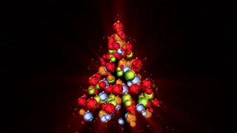 3d rendering  Christmas  tree ornaments,colorful shiny and glowing particles,new Stock Footage 166813049